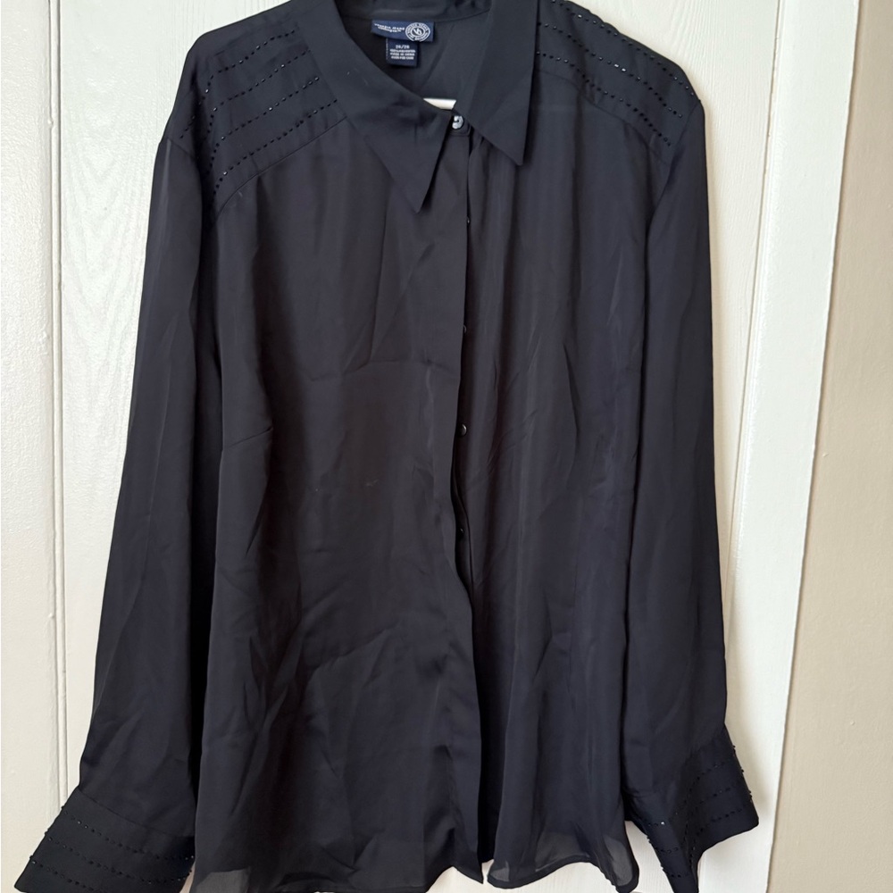Venezia Black Long Sleeve Button Down Blouse 26/28